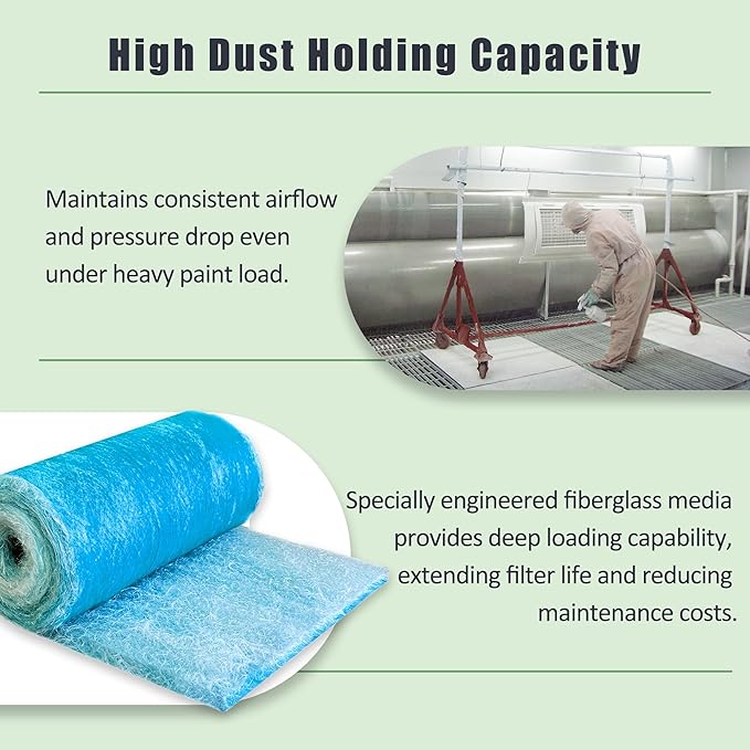 Fiberglass Paint Booth Filter Roll for Spray Booth 18-Gram Blue 200ft (20.5" x 200ft)