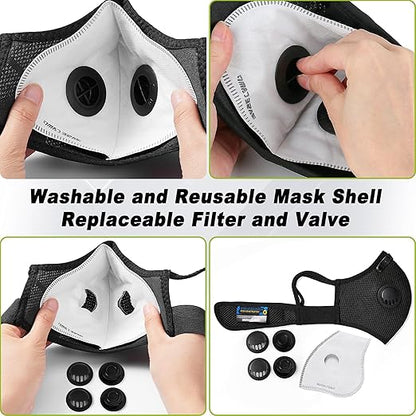 BASE CAMP M Plus Dust Face Mask with Extra 6 Activated Carbon Filters for Woodworking Construction Mowing Cycling (3)