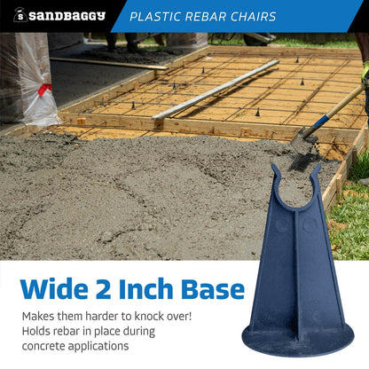 Sandbaggy Rebar Plastic Chair | Fits Rebar #3 to #5 | Heavy Duty Construction - Preferred Choice for Concrete Contractors | Saves Money & Labor Compared w/Dobie Bricks (Pack of 25, 3-1/4 Inch Length)