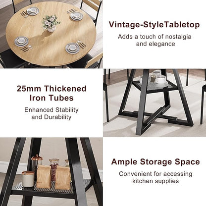 42'' Round Dining Table for 4,Kitchen Dining Room Circle Dinner Pedestal Table,Space Saving Wood Kitchen & Dining Room Furniture (Natual Wood, 42In)