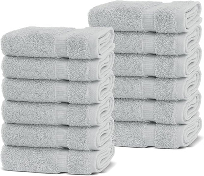 Chakir Turkish Linens | Hotel & Spa Quality 100% Cotton Premium Turkish Towels | Soft & Absorbent (12-Piece Washcloths, Silver Gray)