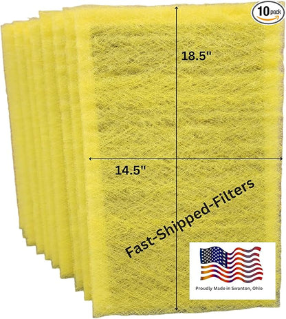 Fast-Shipped-Filters 10 Pack 16x21 Replacement Filter Pads Compatible with MicroPower Guard One Hour Air Cleaner Refill Yellow (10, Yellow, 16x21)