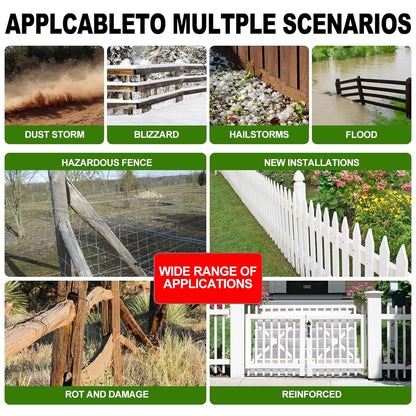 Fence Post Repair Kit，Heavy Duty Steel Fence Post Anchor Ground Spike ，Quick Fix Broken/Leaning Wood Posts with，and Fixed Fence Posts（4-Pack）