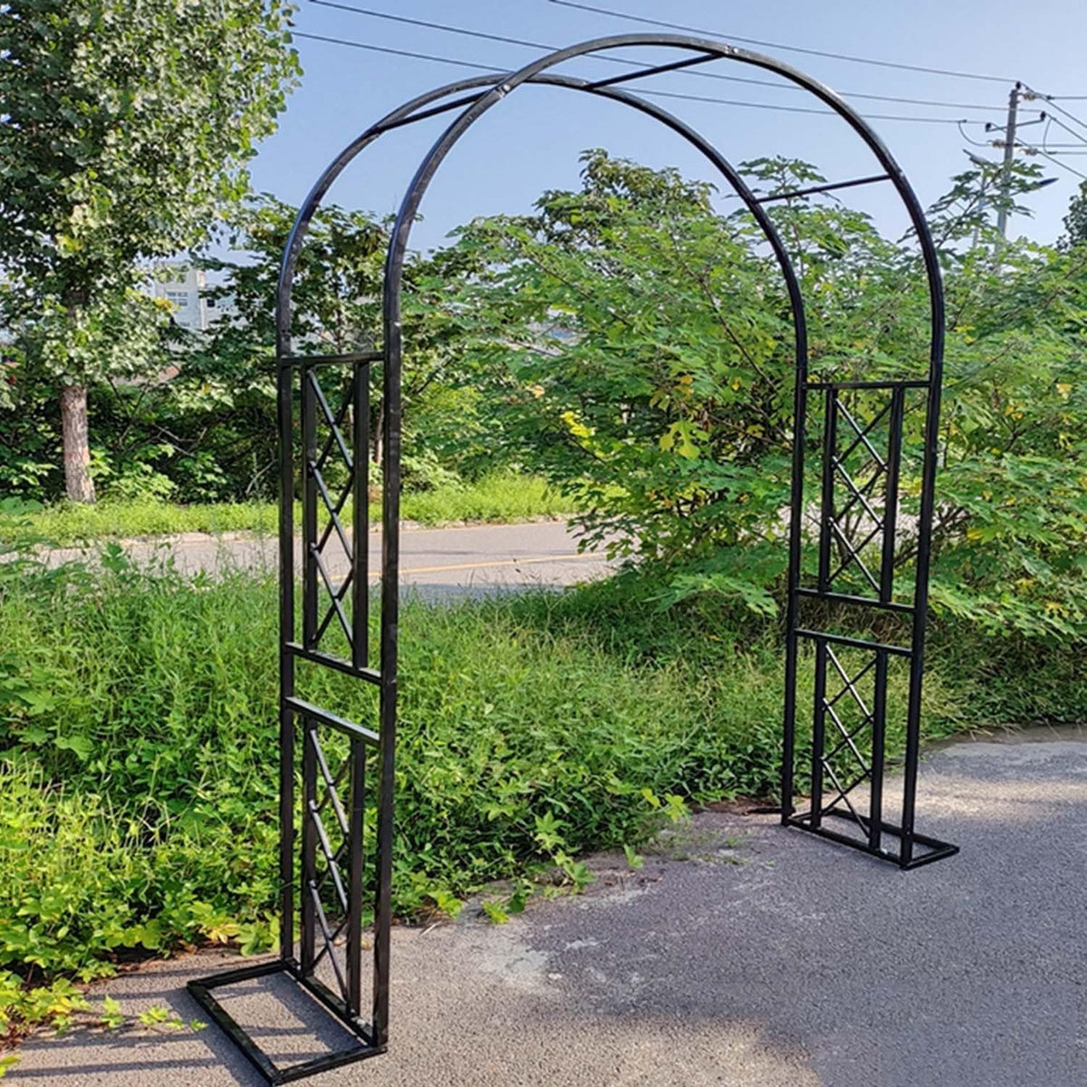 Garden Arbor, Metal Wedding Arch for Ceremony Party, Garden Trellis for Climbing Plants Outdoor, Wide 55" 71" 87" 103" 118" 134" Garden Arch Stand for Garden, Backyard, Lawn(Black,134" x 91" x 16")