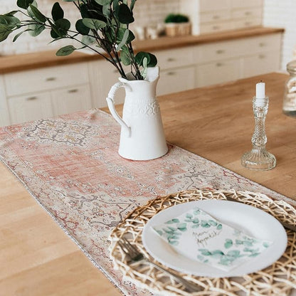 Snycler Table Runner Boho Table Runners Vintage Elegant Farmhouse Table Center Linen Decor for Home Dining Party Entrance (13x72 Inch) Light Pink