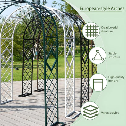 Heavy Duty Garden Arch Trellis, Wide Outdoor Metal Arbor Trellis Arch for Climbing Plants, Sturdy Garden Arbors for Wedding, Ceremony, Party, Lawn Décor White 102.4''*15.7''*90.6''