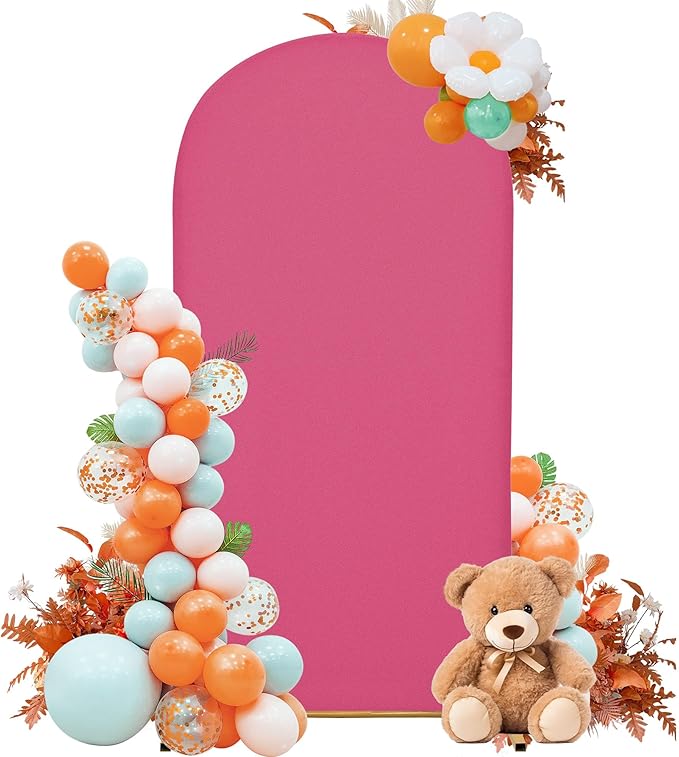 Wedding Arch Cover 4FT Arch Backdrop Cover Spandex Fitted Arch Cover for Round Top Chiara Backdrop Stand Covers for Wedding Birthday Party Baby Shower Banquet Ceremony Decoration