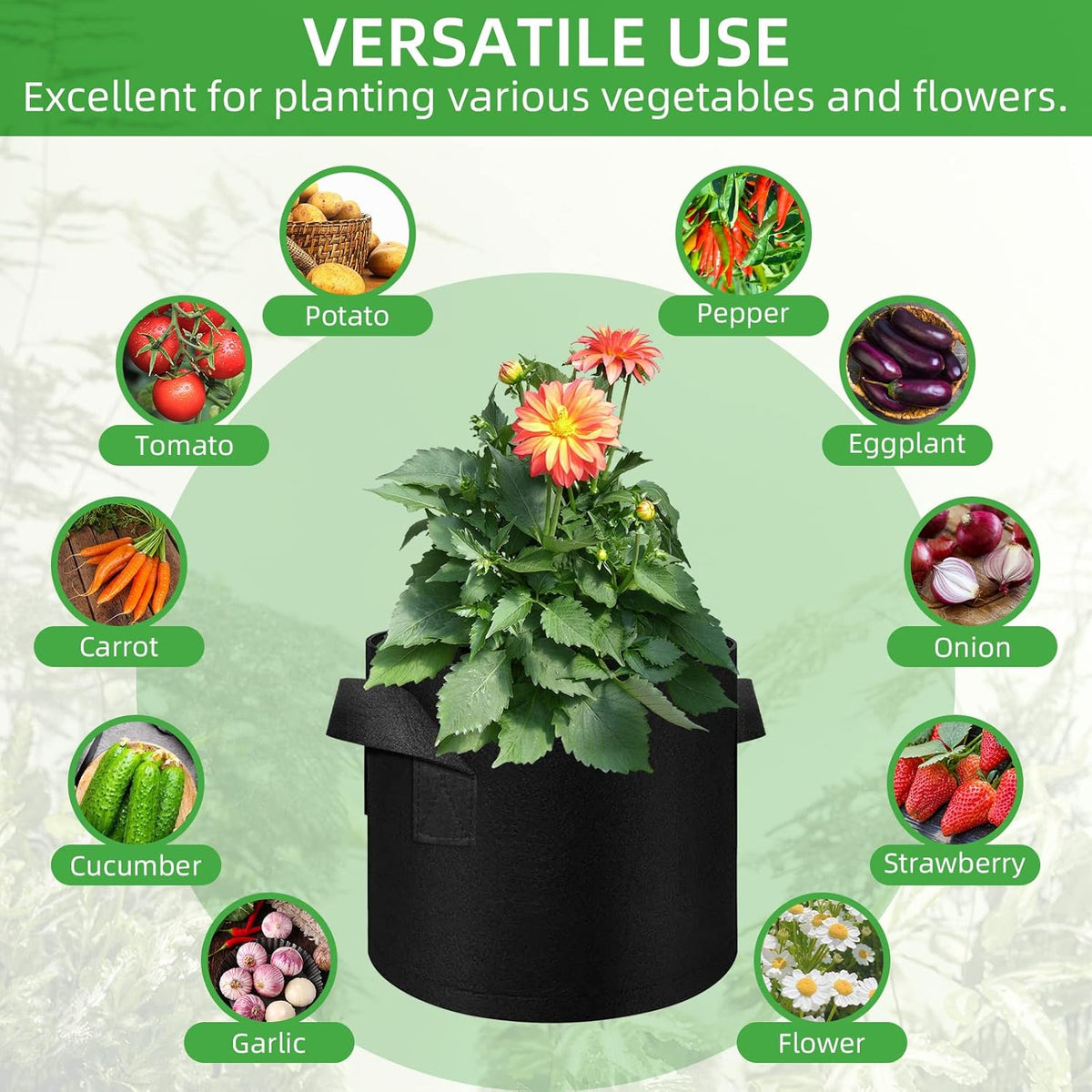 LITLANDSTAR 30 Pack 7 Gallon Plant Grow Bags, Breathable Felt Non-Woven Aeration Fabric Plant Grow Pots, Garden Planting Containers for Nursery Vegetable Flower Grow Bags with Handles (13.8x11.8inch)