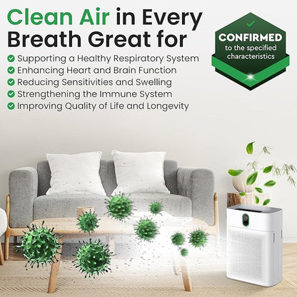 2 Pack Air Purifier Replacement Filter HY4866 Compatible with MORENTO, WESTHEY HY4866, YIOU M1 - True HEPA Filter, 4 Stage Filtration, Original Carbon & Silver Technology - Green