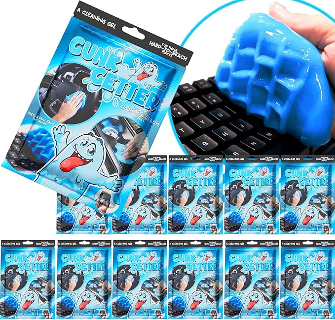 Cleaning Gel for Those Hard to Reach Places, Automotive Cup Holder Electronic Keyboard Office, Slime Gel Cleaner Dust Crumb Removal (Resealable Pouch, Blue, 3oz) 12 Pack
