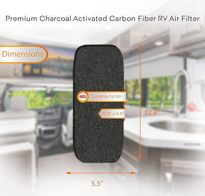 RV Premium Charcoal Activated Carbon Fiber Air Conditioner Filter - Air Duct AC Carbon Filter Replacement for RV AC Vent (4 Pack, 12.875” x 5.5”)