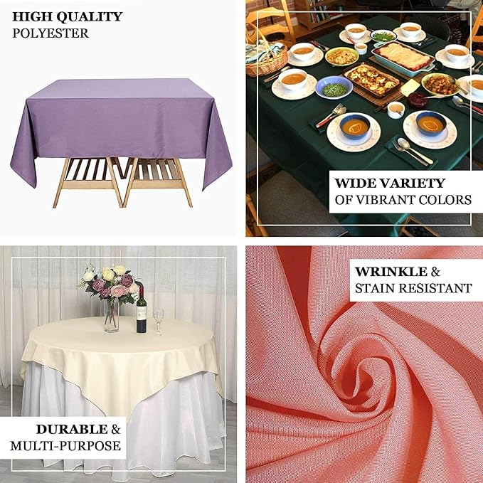 Efavormart 70" Premium Square Polyester Tablecloth for Wedding Kitchen Dining Events - Blue