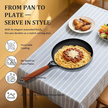 YUTANN Nonstick Frying Pan 10 inch, Ceramic Cast Iron Skillet, Lightweight Pre-seasoned Cast Iron Pan with Detachable Handle, Dishwasher & Oven Safe, Free of PFAS and PFOA
