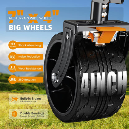 Foldable 50''L Extra Long Double Decker Wagon for Sport, 400L Collapsible Heavy Duty Wagon Cart with Big Wheels, Utility All-Terrain Large Extender Cart for Outdoors, Orange