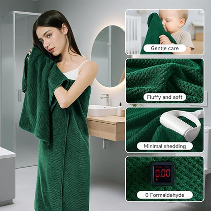 REDKISS Soft 6 Piece Bath Towel Set - 2 Bath Sheets, 2 Hand Towels, 2 Washcloths - Highly Absorbent, Quick Dry, Lightweight Towel Sets Collection, Premium Dark Green Towels for Bathroom, Gym & Spa