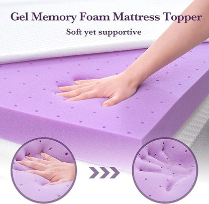 SINWEEK 3 Inch Gel Memory Foam Mattress Topper with Cooling Cover Ventilated Soft Mattress Pad, Bed Topper, CertiPUR-US Certified, Twin XL Size,