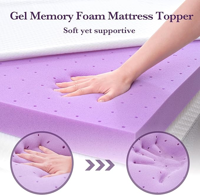 SINWEEK 3 Inch Gel Memory Foam Mattress Topper with Cooling Cover Ventilated Soft Mattress Pad, Bed Topper, CertiPUR-US Certified, King Size