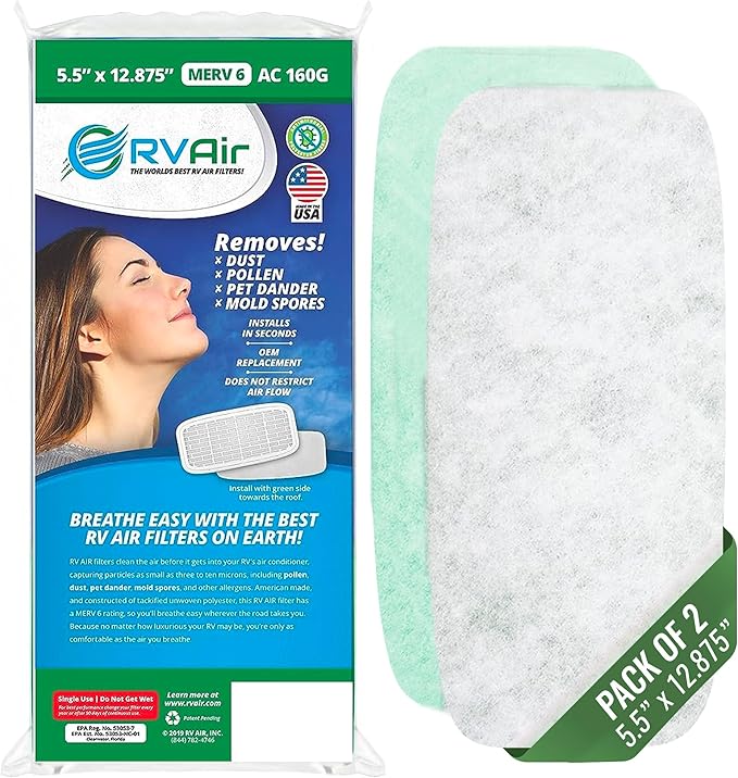 AC Filter - Air Conditioner Replacement Filters - RV Air Cleaner - Camper Accessories for Travel Trailers - Easy to Install Vent Filter - 12.875 x 5.5 x 0.75 in (4 Filters for AC 160G)