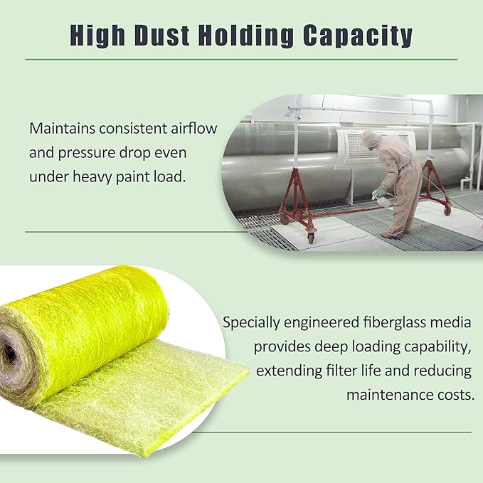 Fiberglass Paint Booth Filter Roll, for Spray Booth 22-Gram Yellow 200ft (40.5" x 200ft)