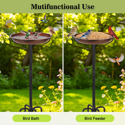 Gtongoko 10" Dia Bowl Small Metal Bird Bath for Outside Heavy Duty, 29" Height Bird Feeder Birdbaths for Outdoors, Garden Bird Bath Bowl with 5-prongs Base