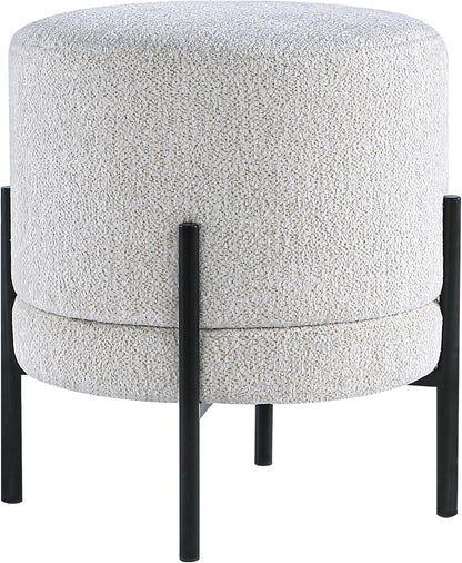Get Set Style Multifunctional Ottoman with Side Table, Soft Round Footrest Stool,Vanity Stool with Metal Legs, Modern Decorative Furniture Vanity Chair for Makeup Room, Bedroom, Living Room