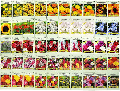 Set of 500 Flower Seed Packets - Flower Seeds in Bulk - 15 or More Varieties Available - Great for Creating Colorful Gardens (500)