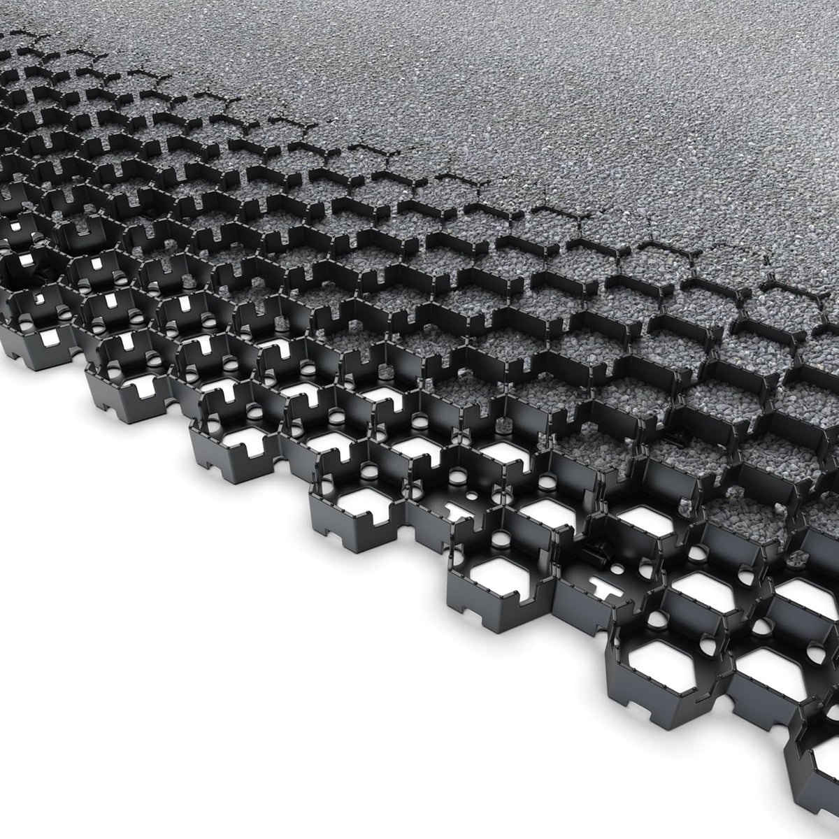 Standartpark Vodaland Permeable Pavers - HexPave Grass & Gravel Permeable Paver System - 100% Recycled PPE Plastic Pavers, Handles 27,000 lbs, 1" Depth, 1450 s.f / 488 Units