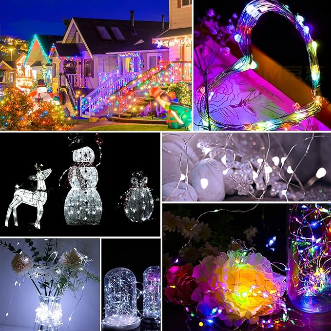 pozzolanas 24 Pack 7ft Waterproof LED Fairy Lights - Battery Operated String Lights with 20 LEDs for Home, Mason Jar, Party, Wedding, Halloween, Christmas Decorations (12 Multicolor & 12 White)