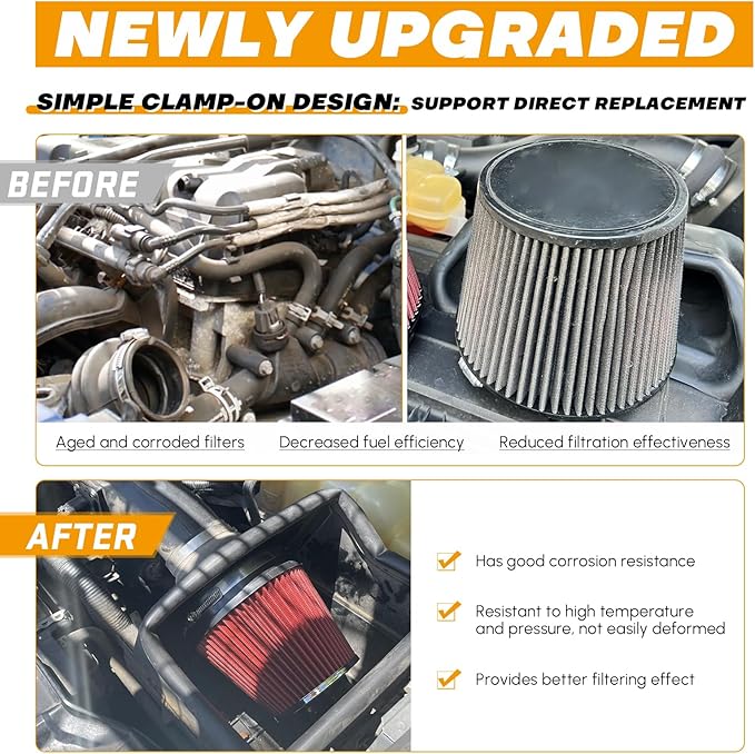 PTNHZ Universal Red 4" 102mm High Flow Cold Air Intake Cone Air Filter Power Intake Air Inlet System Air Cleaner