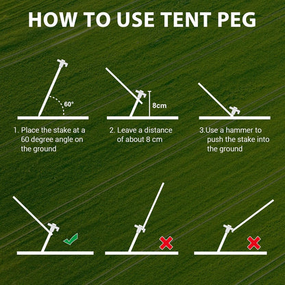 Eurmax USA Galvanized Non-Rust Camping Family Tent Pop Up Tent Stakes Canopy Anchors Heavy Duty 10pc-Pack, with 4x10ft Ropes & 1 White Stopper