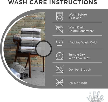 100% Combed Cotton Bathroom Towel Set of 6- 2 Bath Towels, 2 Hand Towels, 2 Wash Cloths, Sustainable, Soft, Highly Absorbent 6 Piece Cotton Bath Towel Set Ideal for Hotels, Spa, Bathroom, Dorm, Grey