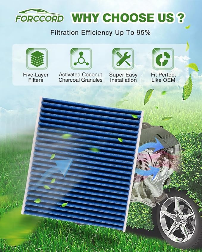 2-Pack Cabin Air Filter Fits for 2012-15 CAPTIVA SPORT, 2010-17 EQUINOX/TERRAIN, 2012-17 Azera, 2012-18 Santa Fe more+ Activated Carbon Cabin Filter Replacement CF11819 CP819 Car Accessories