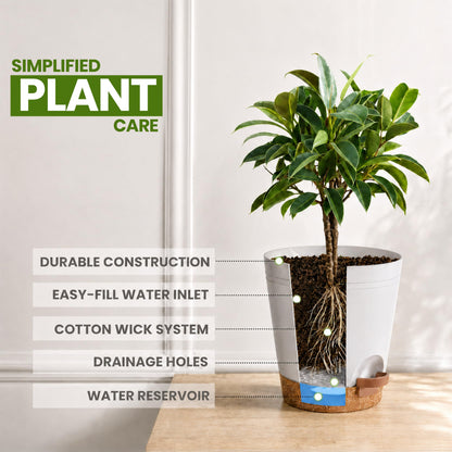 Utopia Home Self Watering Pots for Indoor Plants 6.8"/6.4"/5.9"/5.5"/4.9", Planters for Indoor Plants, Multi-Size Flowerpot, Set of 10 Plant Pots with Drainage & Reservoir (White)