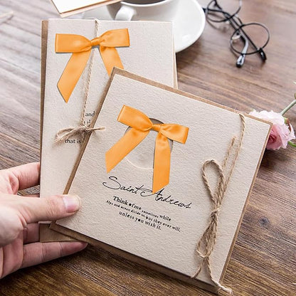 50Pcs Orange Twist Tie Bows for Gift Wrapping 2.5" Satin Ribbon Bow for Treat Bags Balloons Birthday Party Favors Wedding Decorations