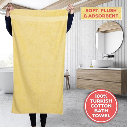 TEXTILOM 100% Turkish Cotton 3 Pcs Bath Towel Set, Luxury Bath Towels for Bathroom, Soft & Absorbent Bathroom Towels Set (1 Bathtowel, 1 Hand Towel, 1 Washcloth)- Yellow