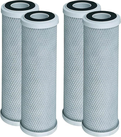 CFS – 4 Pack Radial Flow Carbon Water Filter Cartridges Compatible with CB3, GE FXUVC, FXULC, CBC-10 Models – Removes Bad Taste – Whole House Replacement Filter Cartridge – 0.5 Micron – 10" x 2.5"