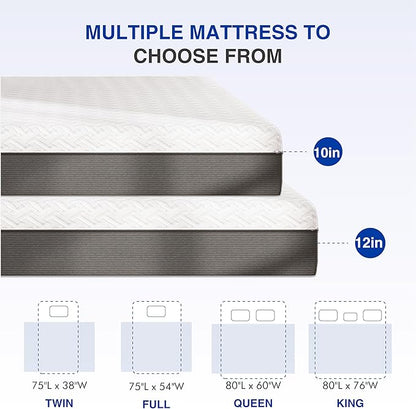 10 Inch Twin Green Tea Memory Foam Mattress for Cool Sleep & Pressure Relief, Bed in a Box, Removable Cover No Fiberglass, CertiPUR-US Certified