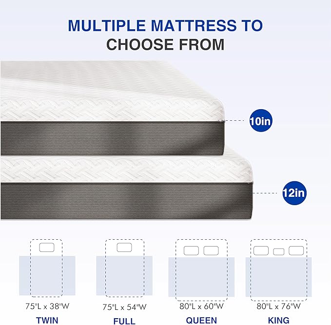 12 Inch Full Green Tea Memory Foam Mattress for Cool Sleep & Pressure Relief, Bed in a Box, Removable Cover No Fiberglass, CertiPUR-US Certified
