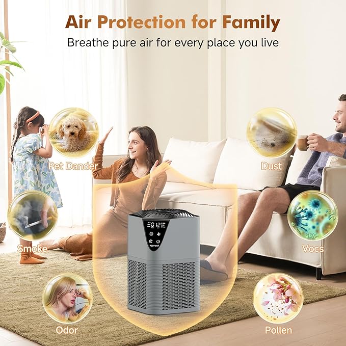 Air Purifiers for Home Large Room up to 1750 Sq Ft, H13 True HEPA Filter Air Purifiers for Bedroom, 25dB Quiet with Fragrance Diffuser for Home, Bedroom,Office (Gray)