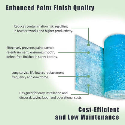 Fiberglass Paint Booth Filter Roll for Spray Booth 18-Gram Blue 200ft (20.5" x 200ft)