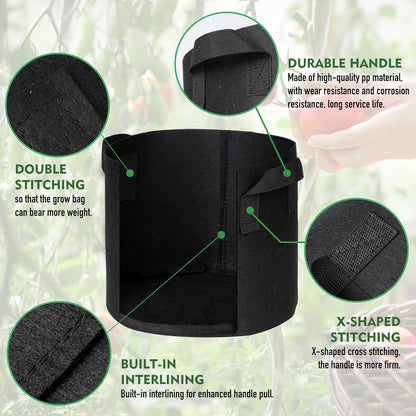 WEIFENG 15 Gallon Grow Bags Garden Bags 3-Pack Planting Pots with Handles