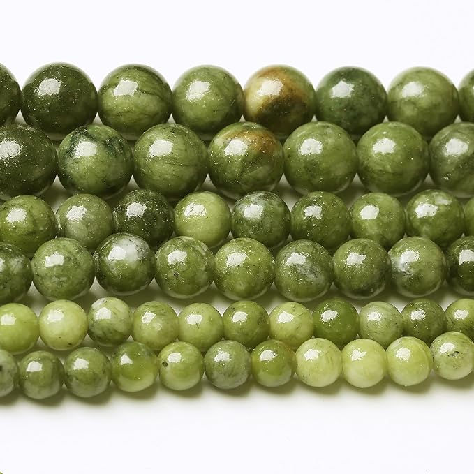 Matcha Green Jade Stone Beads Gemstone Round Crystal Energy Jade Beads Stone Beads for Jewelry Making DIY Bracelet Necklace Jewelry Making 1 Strand 15.5inch 4MM