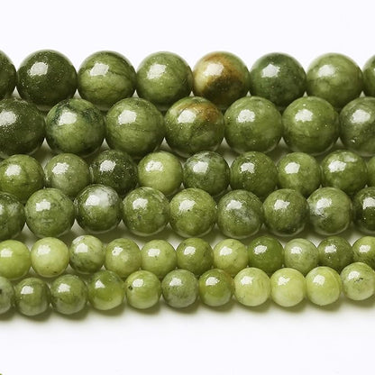 Matcha Green Jade Stone Beads Gemstone Round Crystal Energy Jade Beads Stone Beads for Jewelry Making DIY Bracelet Necklace Jewelry Making 1 Strand 15.5inch 4MM