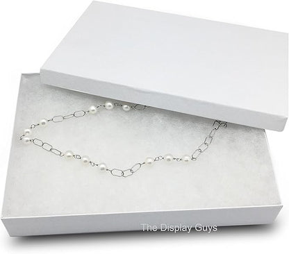 TheDisplayGuys - 25-Pack #53 Kraft Paper Cardboard Gift Boxes/Jewelry Cases w. Cotton Padding & Lid - White Swirl - (5.4" x 3.9" x 1.0")