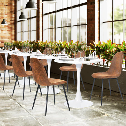 FurnitureR Dining Chairs Set of 6, Faux Suede Upholstered Kitchen & Dining Room Chairs with Metal Legs, Comfortable Mid-Back Side Chairs for Holiday Hosting & Everyday Use, Brown