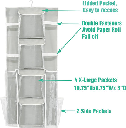 Simple Houseware Double-Sided Hanging Gift Wrap Organizer Storage Pockets, Gray (Set of 1)