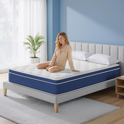 Twin Size Mattress 10 Inch, Twin Mattress in a Box, Hybrid Memory Foam Medium Firm Feel Individual Pocket Springs Matress, Breathable Fabric, Strong Edge Support, Fiberglass Free
