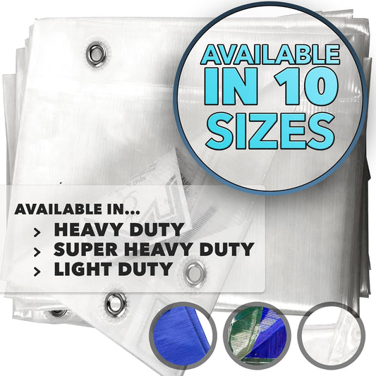 QUEEN OF TARPS | 8x10 Super Heavy Duty Tarp Waterproof, 200 GSM is 20 MIL, UV/Tear Resistant Tarp, Camping, Outdoor Furniture, Car, Tents, Painting, Firewood Protection | 8x10, Super Duty