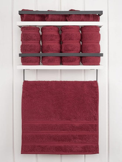 American Soft Linen Luxury Hand Towels for Bathroom, 600 GSM 100% Cotton Turkish 4 Piece Hand Towel Set, 600 GSM Hand Face Towels for Kitchen, Bordeaux Red Hand Towels