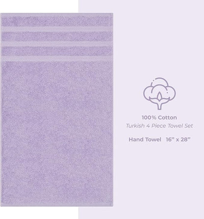 American Soft Linen Luxury Hand Towels for Bathroom, 600 GSM 100% Cotton Turkish 4 Piece Hand Towel Set, 600 GSM Hand Face Towels for Kitchen, Lilac Hand Towels